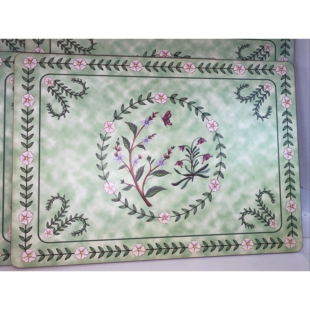 Spring summer Cork Placemats Set of 7 Thick Cork Place Mats for Dinning Flowers